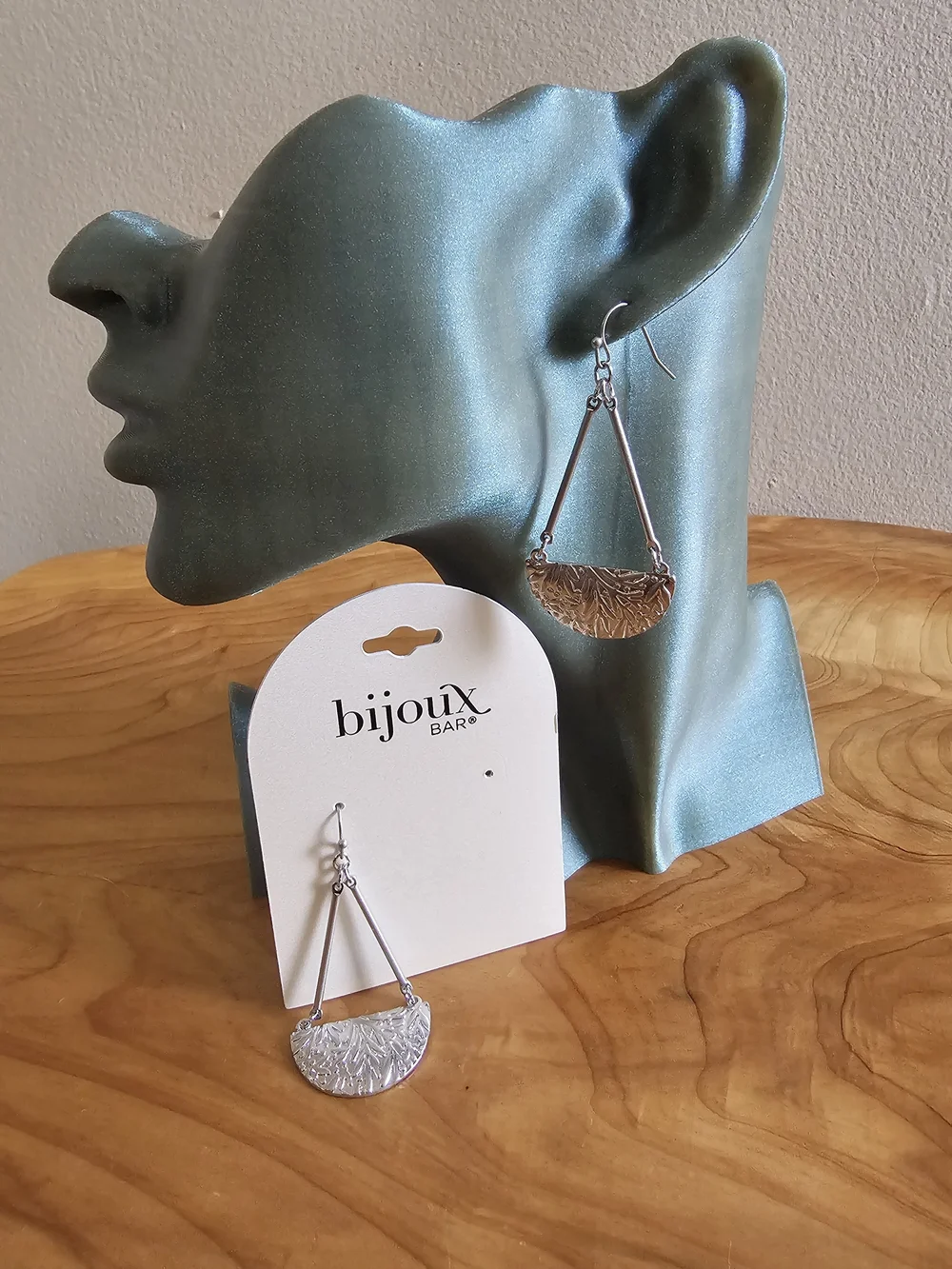 Silver Tone Floral Half-Moon Drop Earrings - Women Jewelry